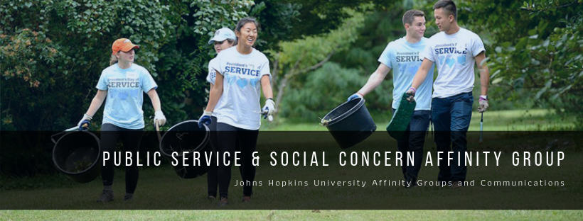 Public Service & Social Concern Banner featuring students during President's Day of Service